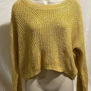 Express- Yellow CableKnit Keyhole Back Sweater